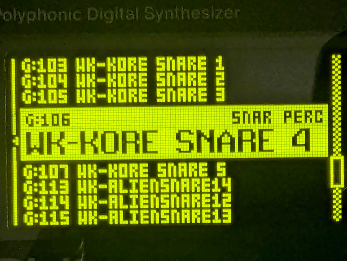 Choosing Snare drum sounds in synthesiser