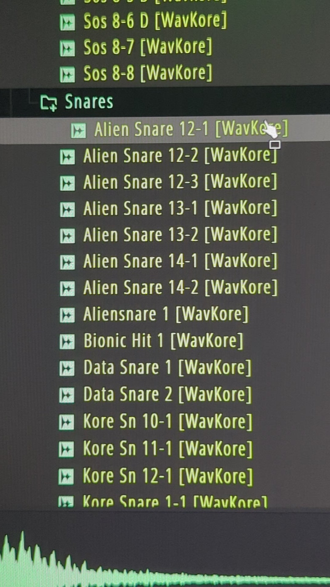List of Visions samples while auditioning samples in FLstudio 